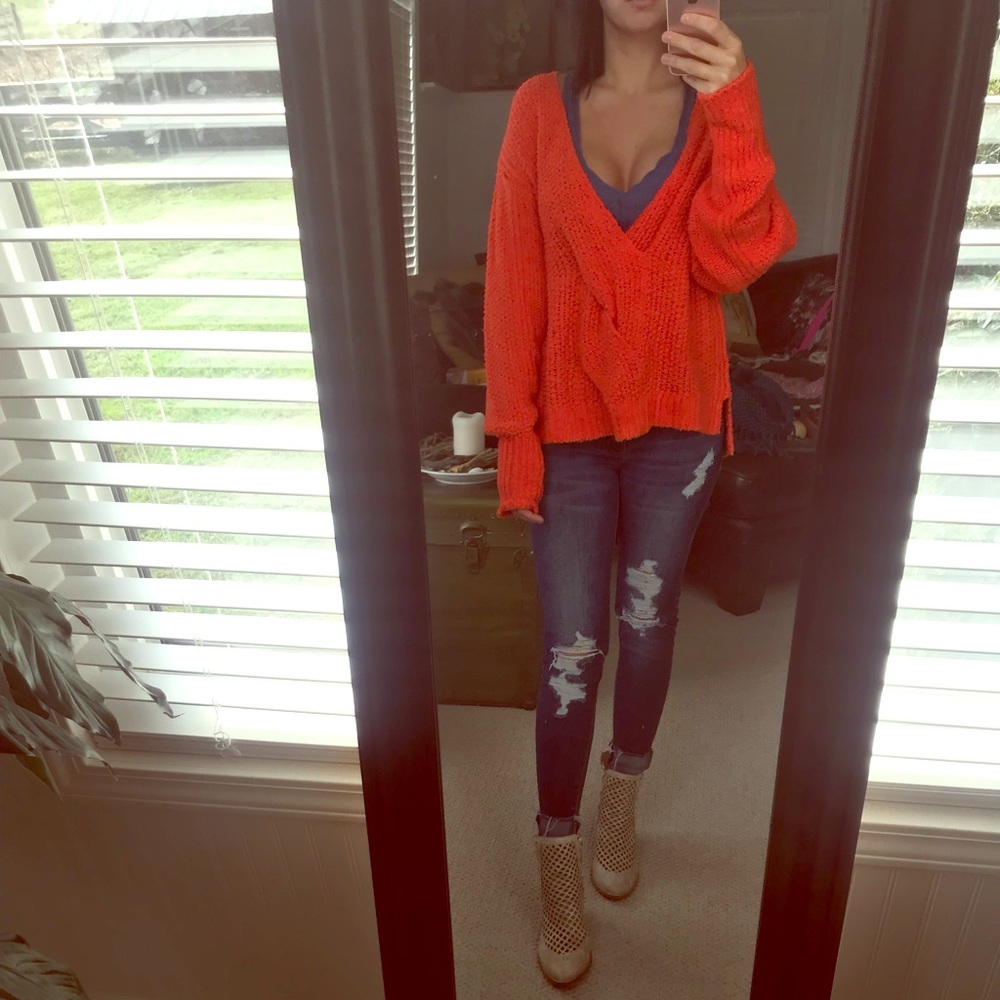 NWT Free people orange sweater